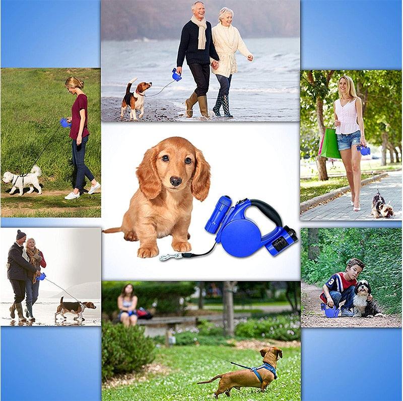 Nightwalk 4.5M Led Light And Waste Bag Dispenser Retractable Dog Leash-4